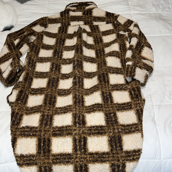 Symphony oversized work Teddy plaid  shirt/coat size M/L EUC!! No imperfections - Picture 5 of 6